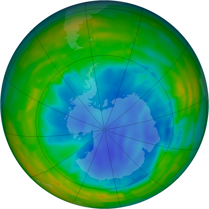 Antarctic ozone map for 05 August 2009